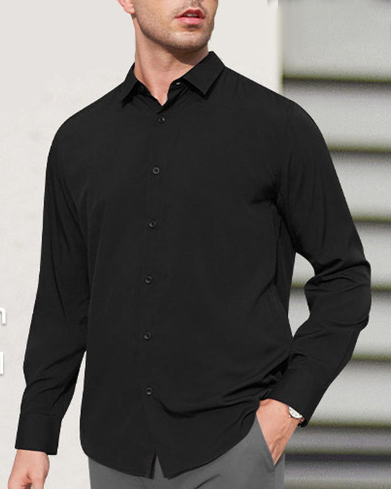 Herren Langarmhemd Uni