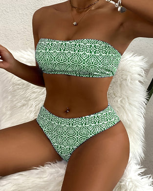Bikini Bandeau Blumenmuster Zweiteilig