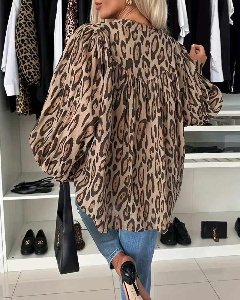 Langarm‑Bluse Mit Leopardenmuster