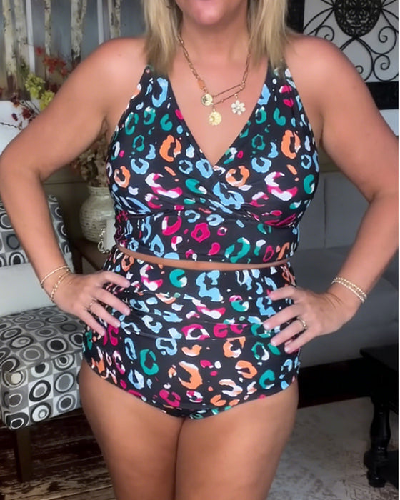 Bikini High Waist geteilt bedruckt