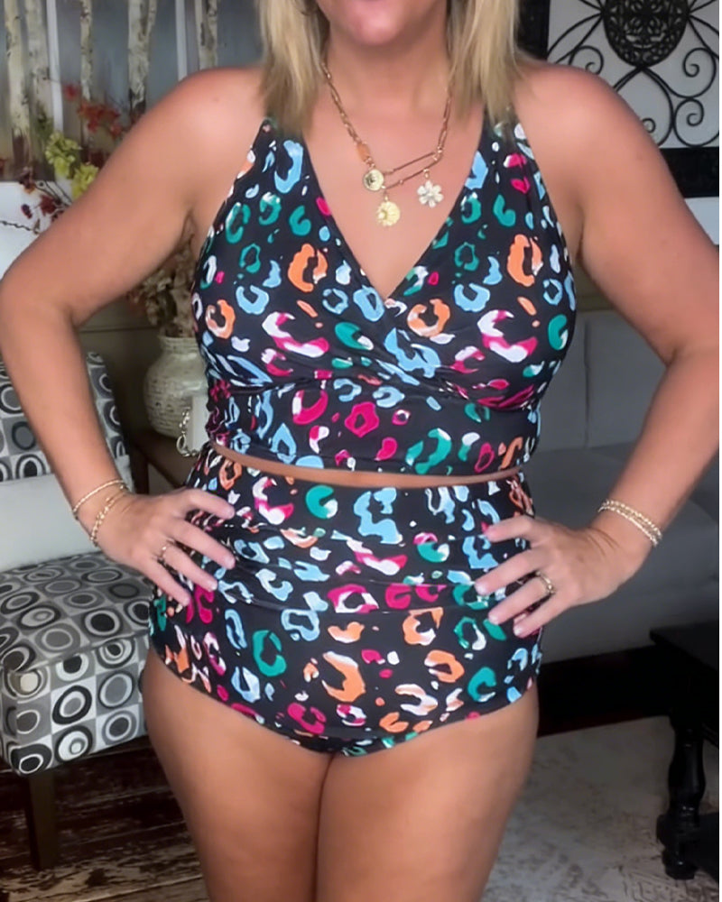 Bikini High Waist geteilt bedruckt