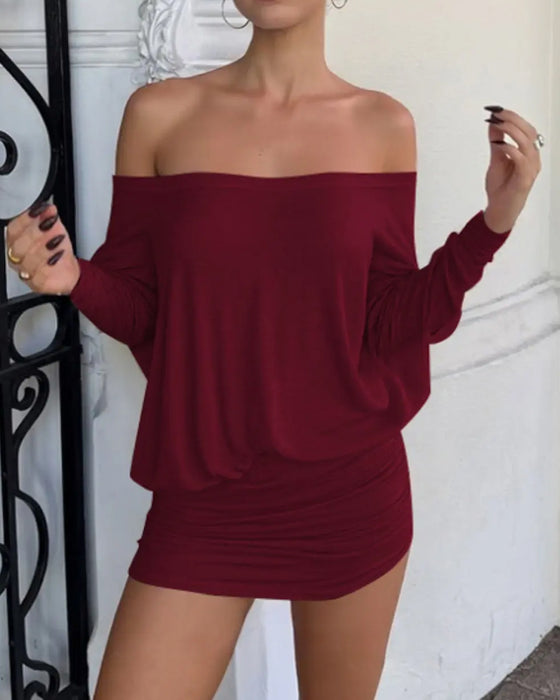 Kleid Ein-Schulter Rüschen Bodycon