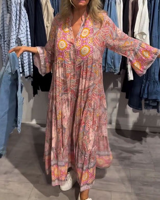 Kleid Lässig Urlaub Lang Bedruckt