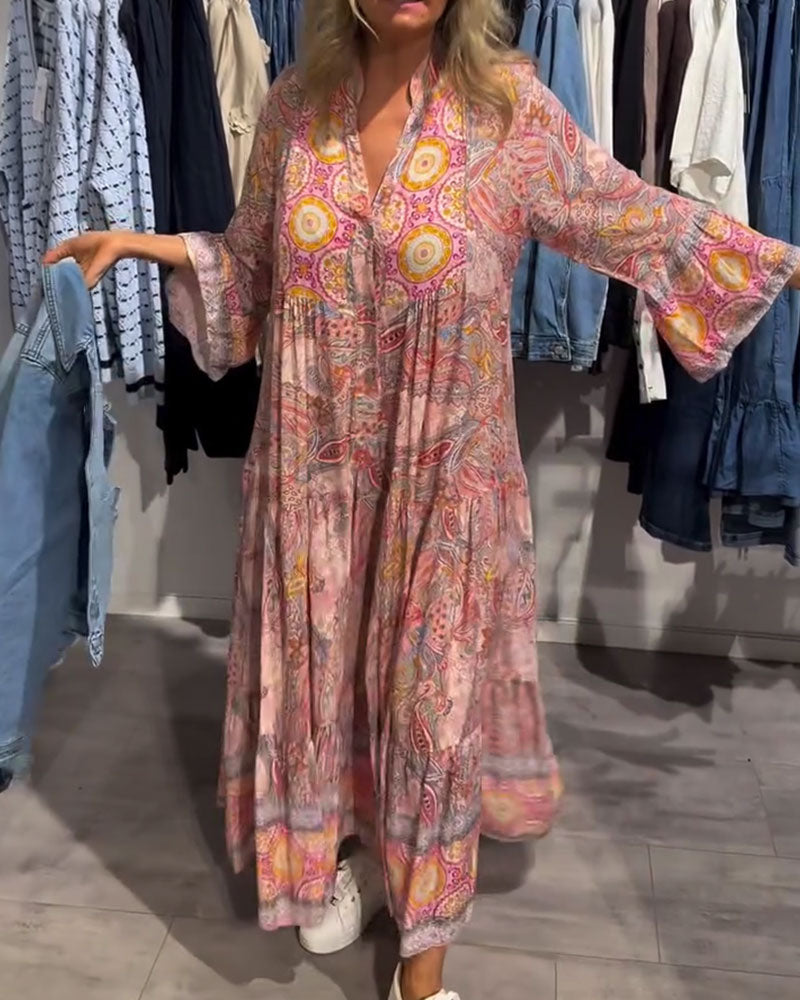 Kleid Lässig Urlaub Lang Bedruckt