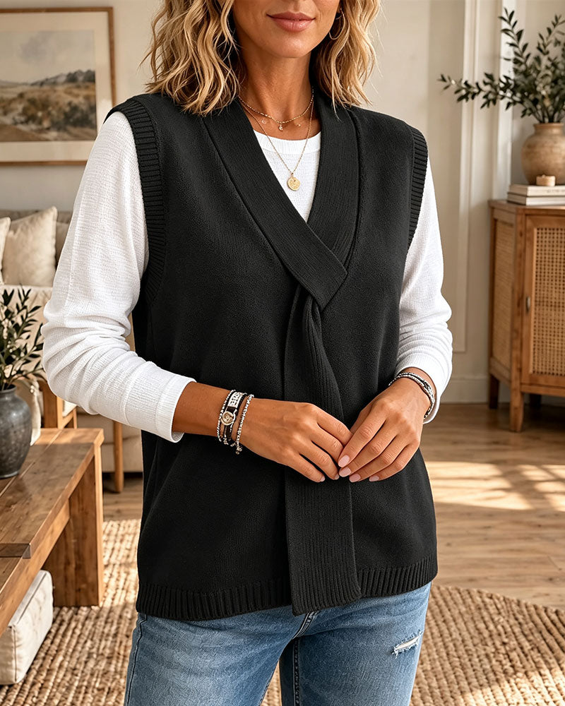 Weste Ärmellos V-Ausschnitt Pullover