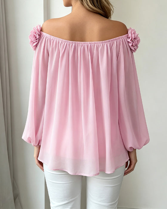 Oberteil Off-Shoulder Rosette Ausgestellt