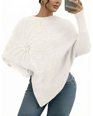 Pullover Stilvoll Blumig Unregelmäßig