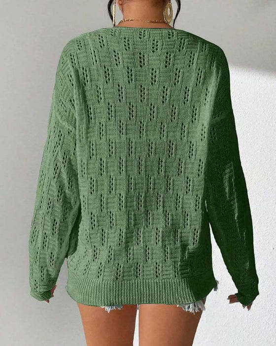 Pullover Lochmuster Drop-Schulter