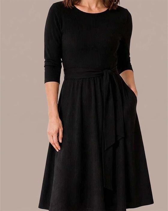 Kleid Langarm Rundhals A-Linie