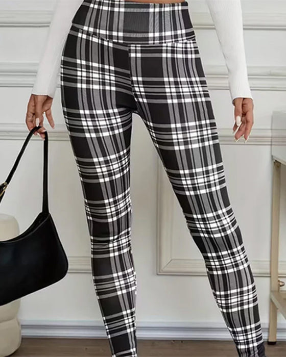 Leggings Karo Druck Thermisch
