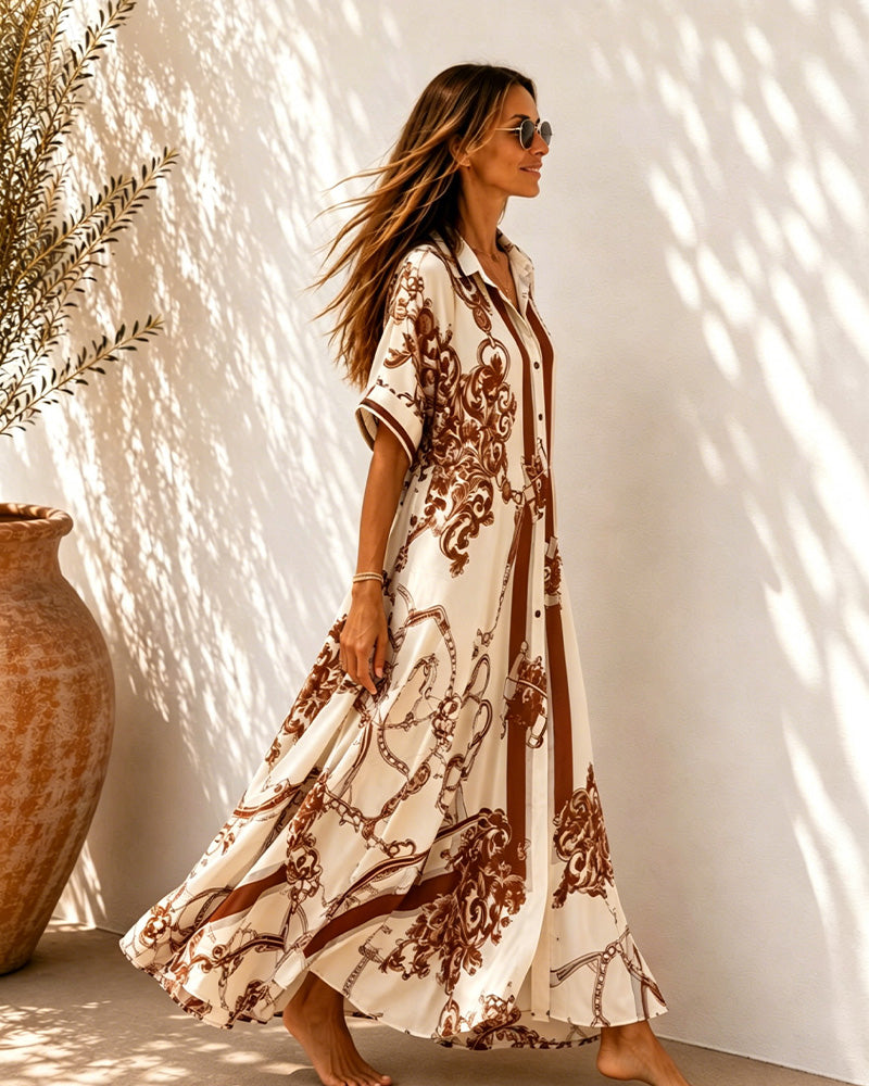 Kleid Vintage Schnörkel Revers Hemd