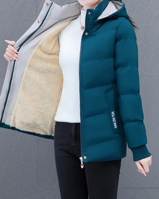 Jacke lässig einfarbig warm mit Kapuze