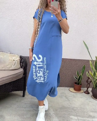 Kleid Sexy Schlitz Kurzarm