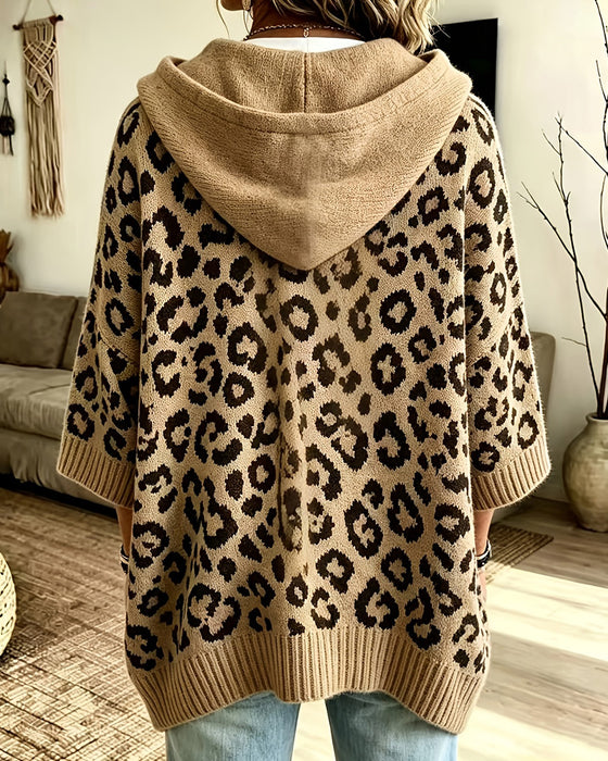 Hoodie Leopardenmuster Mittelarm Tasche