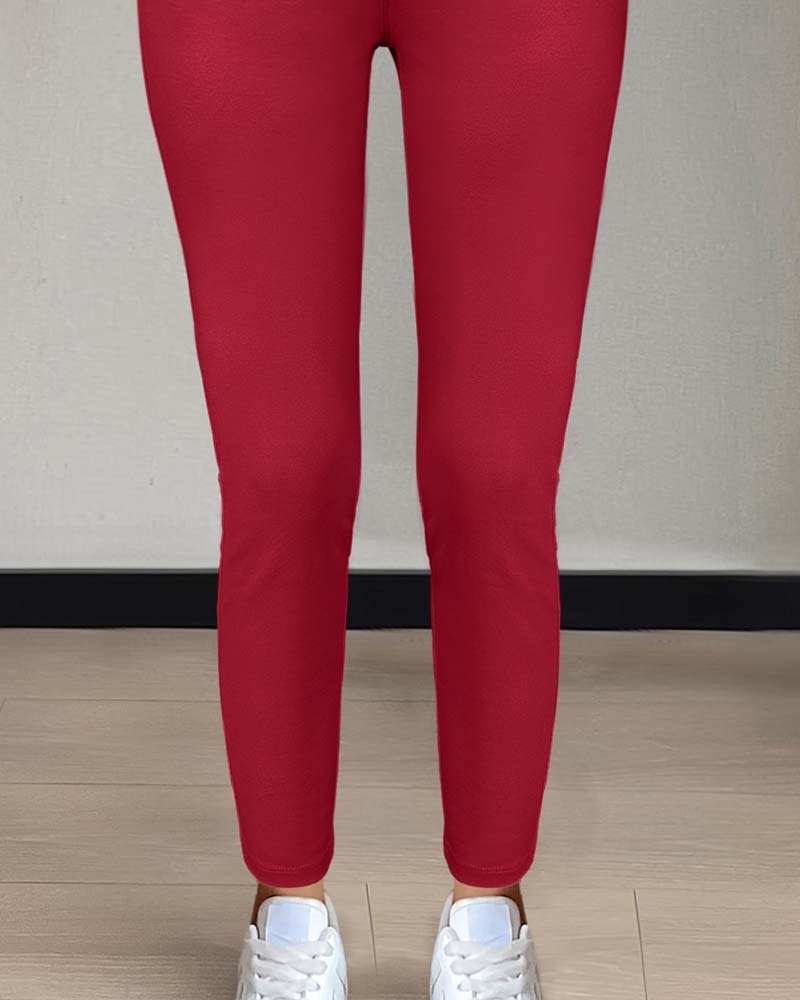 Hose Damen Tasche Einfarbig Skinny Lässig