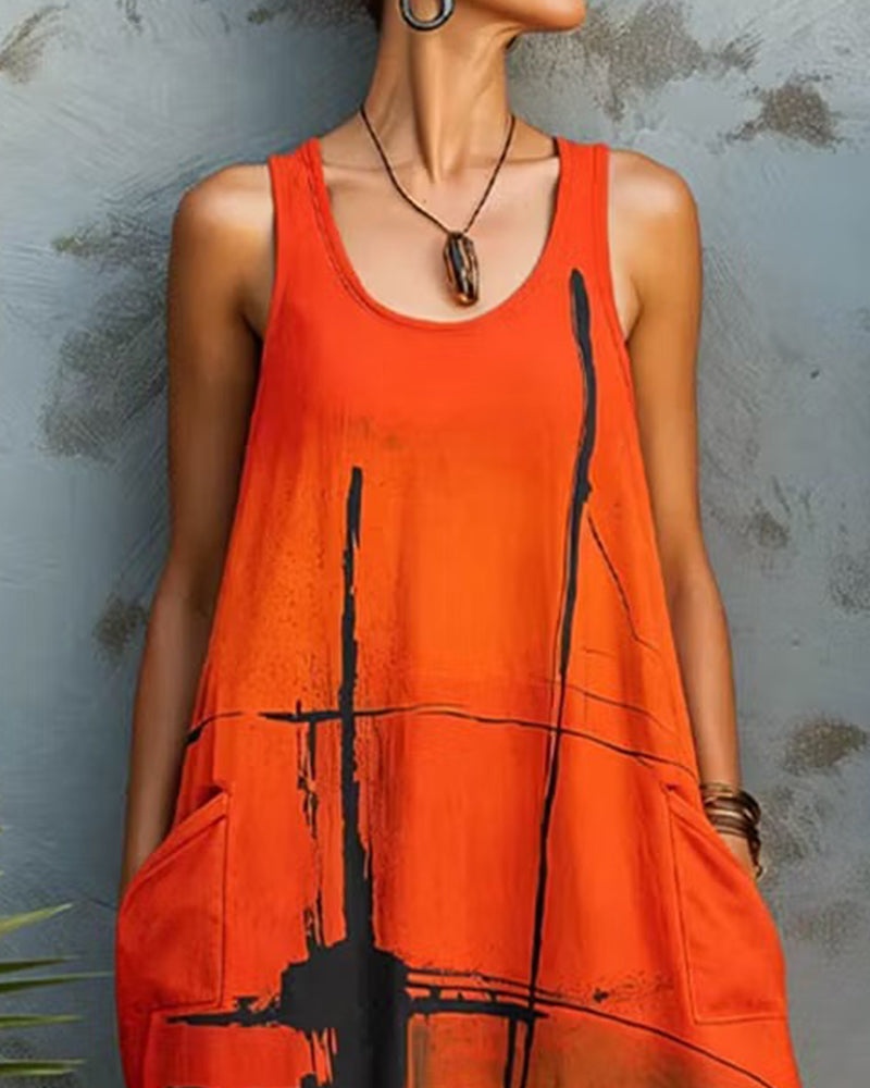 Lässiges Bedrucktes Maxikleid