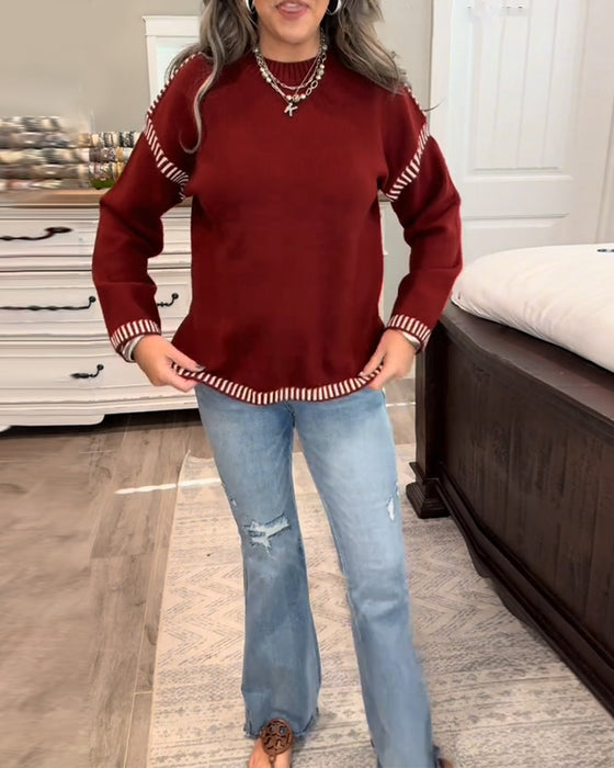 Pullover Kontrastfarben Drop Shoulder