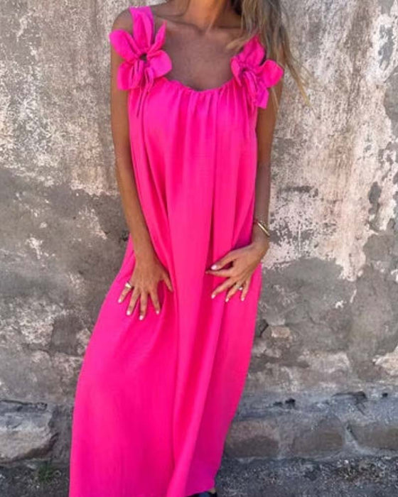 Kleid Knospensaum Träger Locker Lässig