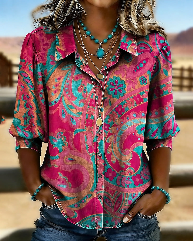 Hemd Modisch bedruckt Kurzarm Locker