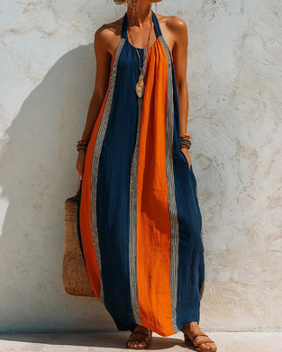 Kleid Farbblock Senkrechter Streifen Halter