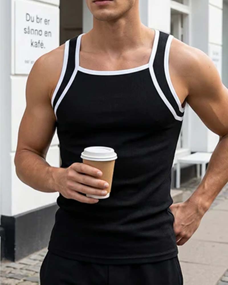 Herren Tank Top Ärmellos Kontrastierende Farbe