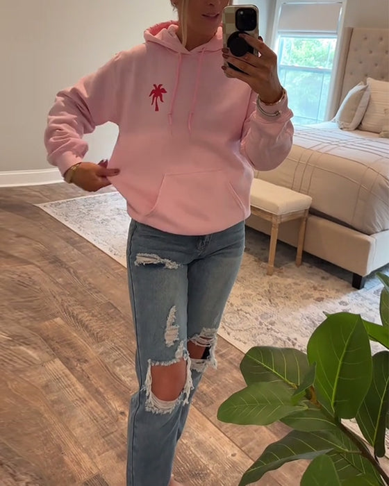 Sweatshirt Casual Baumdruck Mit Kapuze