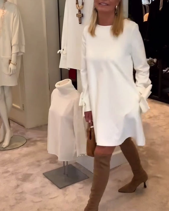 Kleid Modisch Rundhals Schleifenärmel