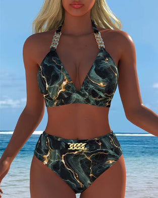 Bikini Hohe Taille Kette Bh Gedruckt