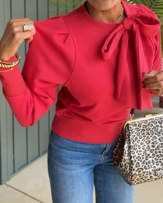 Sweatshirt Schleife Puffärmel