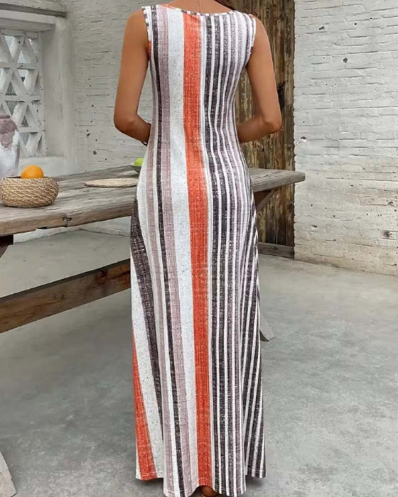 Kleid Ärmellos Bunt Streifen
