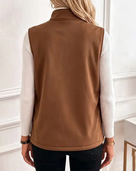 Cardigan Gepolstert Polar Fleece Offene Vorderseite