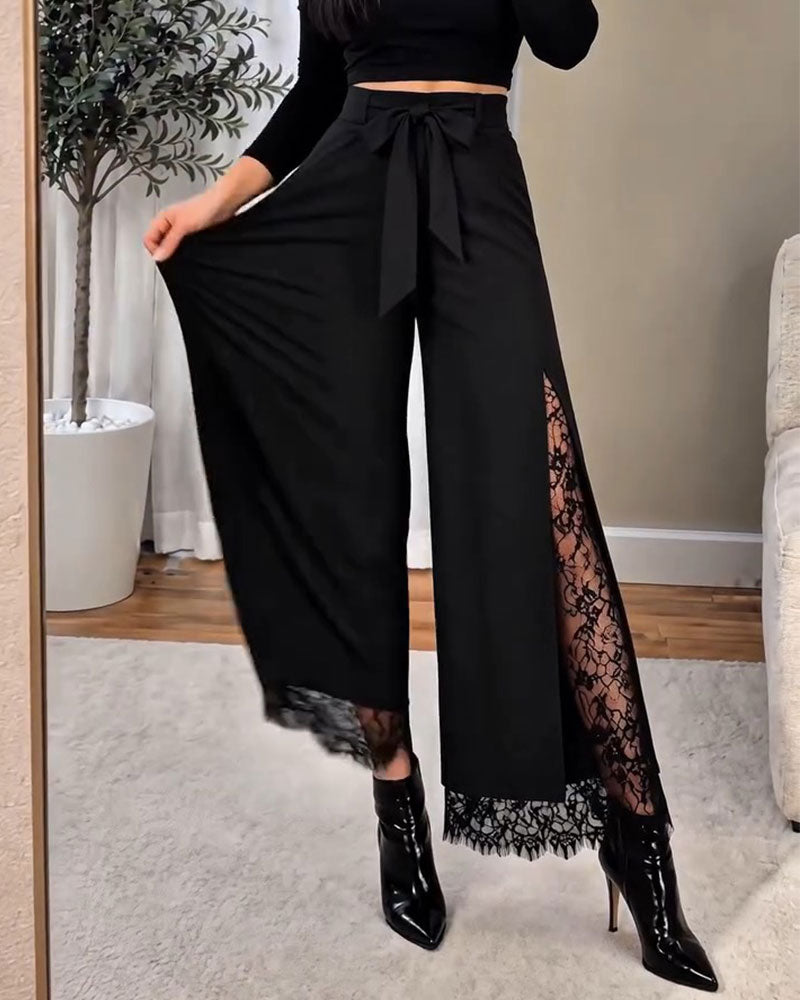 Hose Hohe Taille Spitze Patchwork
