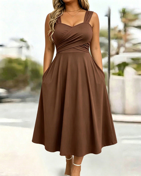 Kleid Gerafft Bandeau Hohe Taille