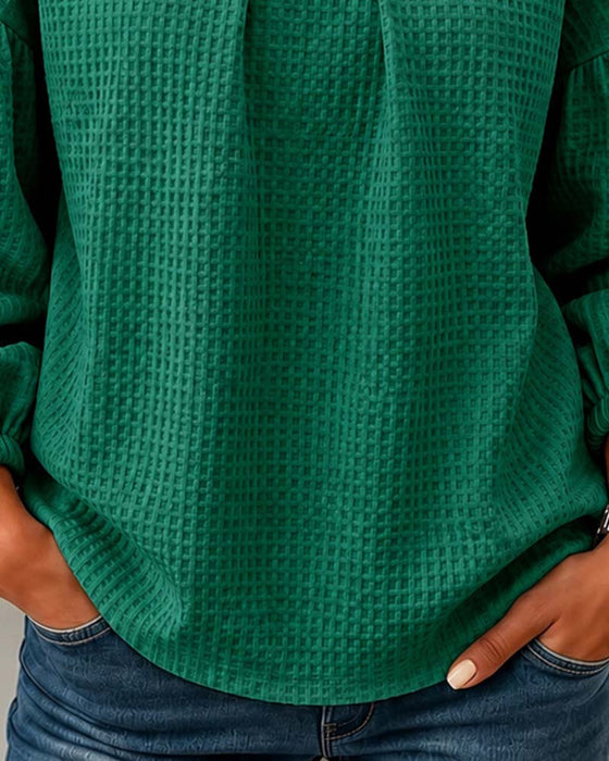 Sweatshirt Rund-Hals Gerafft Puff-Ärmel
