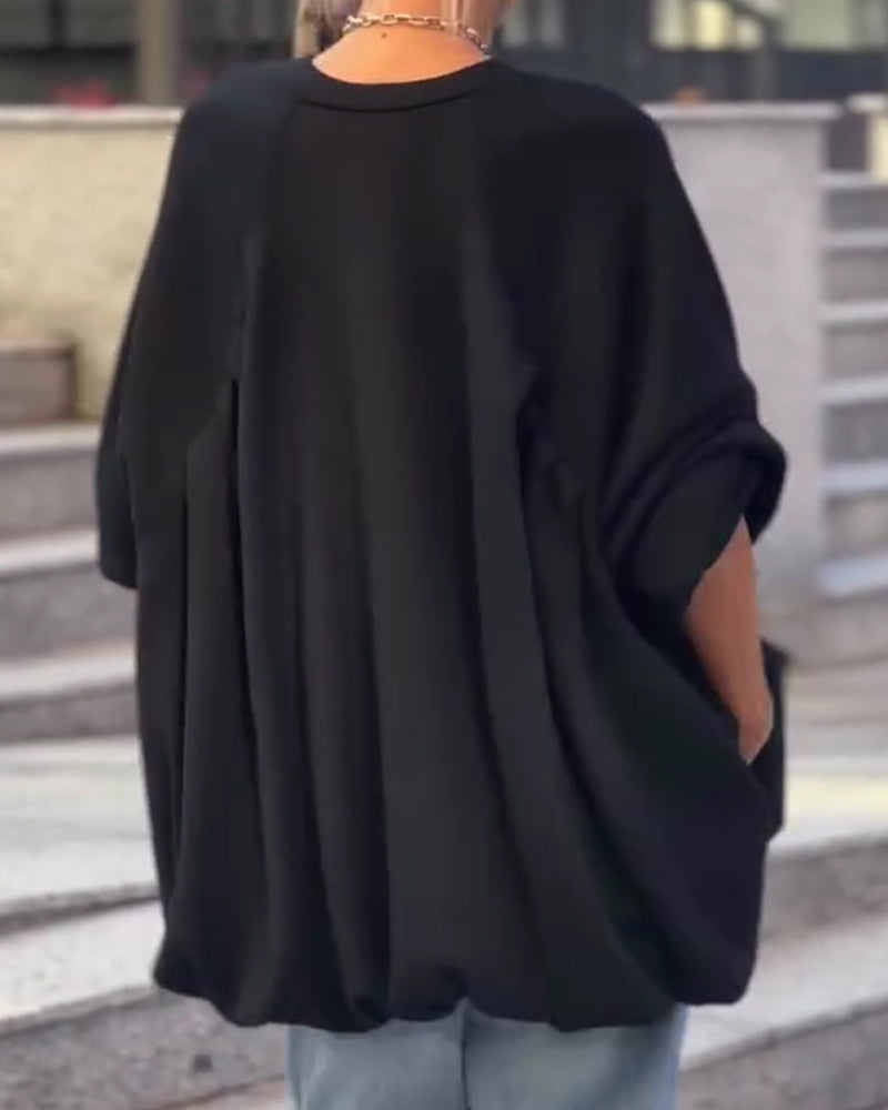 Sweatshirts Unifarben Locker Unregelmäßig