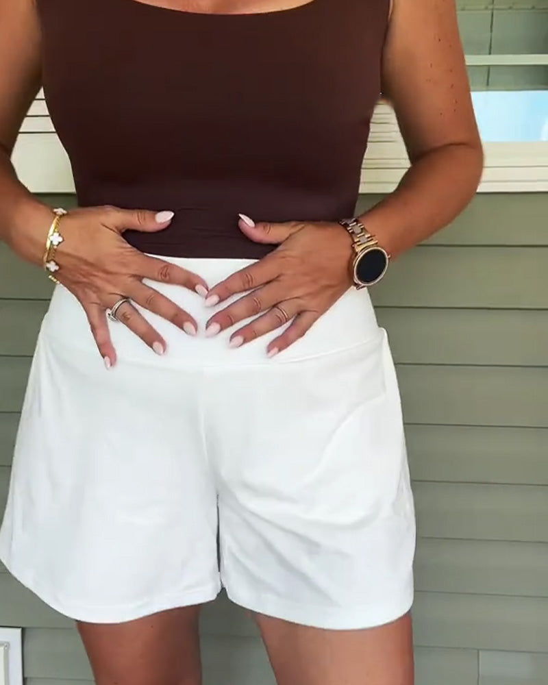 Shorts Hohe Taille Anti-Exposition Doppelt Lage Sport