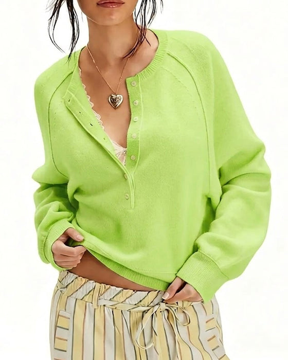 Pullover Henley Ausschnitt Gestrickt