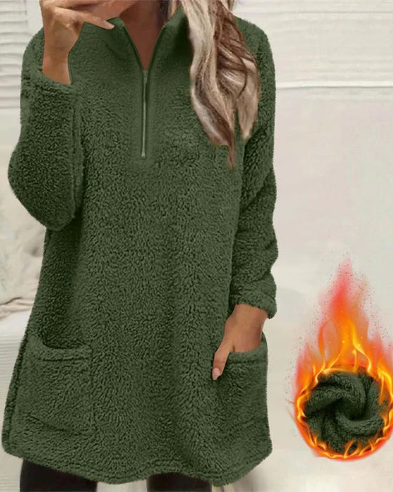 Sweatshirt Einfarbig Stehkragen