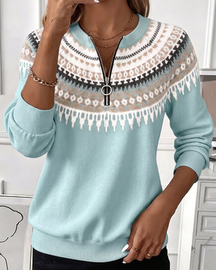 Sweatshirts Farbblock Reißverschluss Langarm