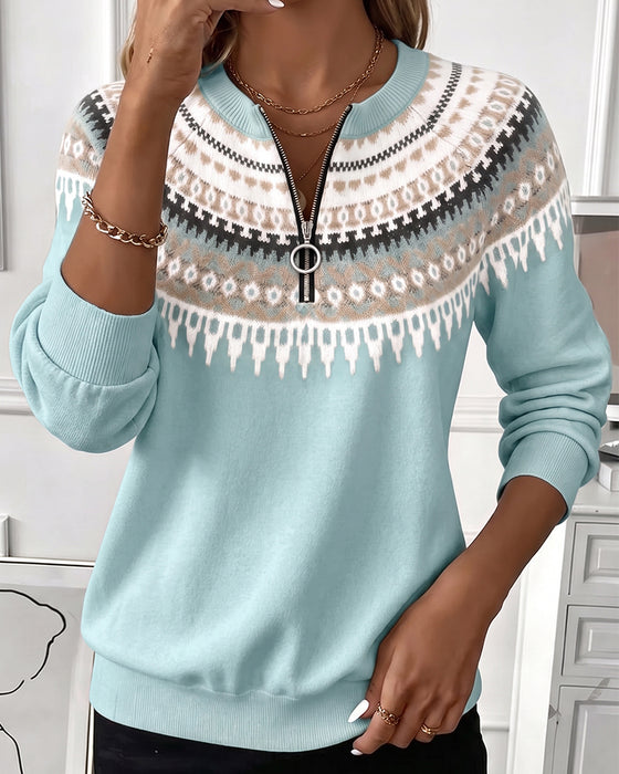 Sweatshirts Farbblock Reißverschluss Langarm