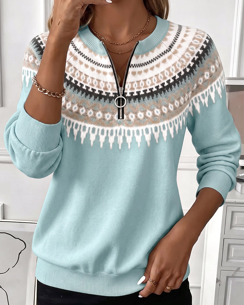 Sweatshirts Farbblock Reißverschluss Langarm
