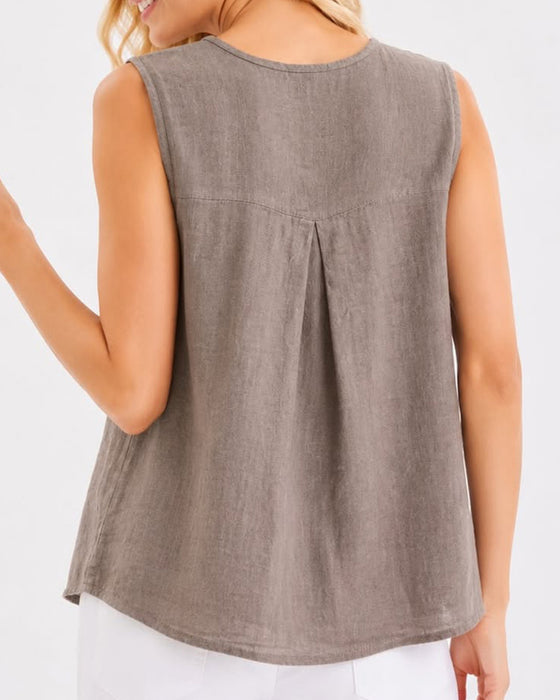 Tank Top Lässig Knopf Ärmellos