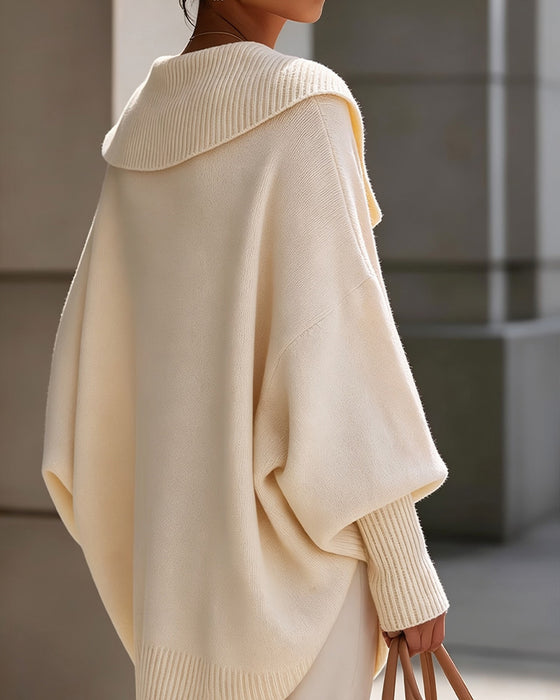 Pullover Unregelmäßiger Revers Unifarben