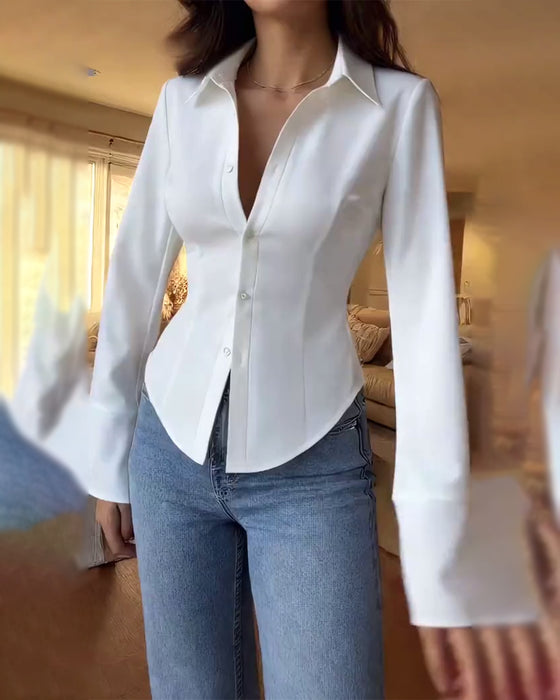 Elegantes, einfarbiges Hemd in schmaler Passform