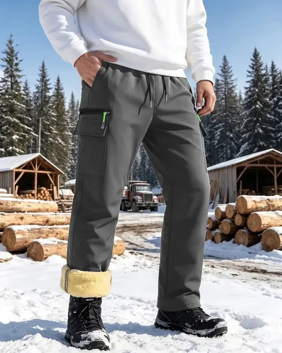 Hose Herren Fleece-Gefüttert Gerade Cargo
