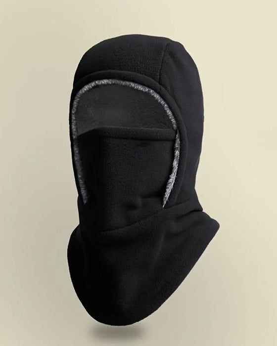 Winter 2 In 1 Mütze Und Gesichtsmaske Winddicht Dickes Fleecefutter Für Outdoor-Sport Schwarz