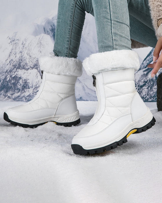 rutschfeste warme Schneestiefel mit Reißverschluss für Damen
