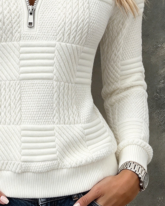 Sweatshirt Reißverschluss Einfarbig Lässig