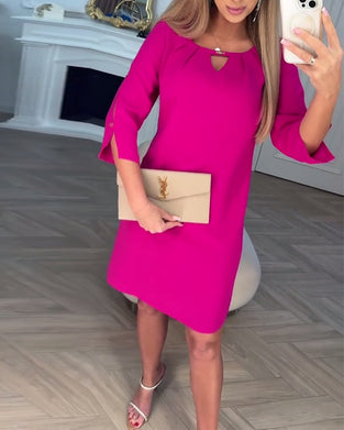 Kleid elegant einfarbig hohl gerade