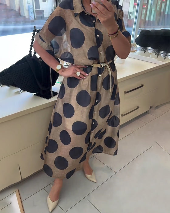 Lässiges Kleid Mit Revers, Tupfenmuster